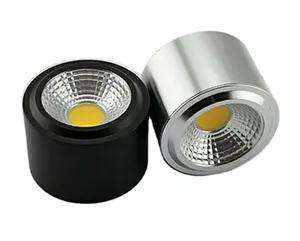 Blanco plata negro redondo techo montado en la pared COB foco 3 colores superficie montada led downlight