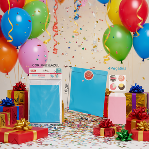 Sacchetti di carta Ilan 13x18 cm 8 pezzi blu con adesivi per regali per feste - Product Image 2