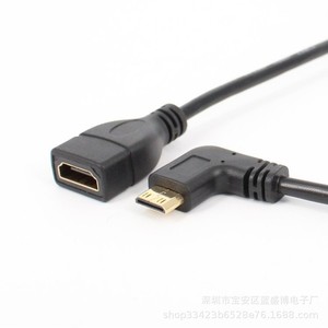 Câble adaptateur Mini Hdmi à angle droit vers HDMI femelle pour ordinateur portable, matériau PVC - Product Image 1