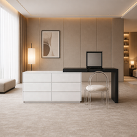 Meuble de salle de bain moderne en contreplaqué avec rangement intégré, design extensible, hauteur réglable, écologique, grand meuble de maison