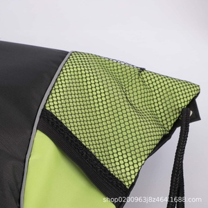 Unisex <b>Drawstring</b> <b>Backpack</b> Black Lime Green Mesh Side Pockets Zipper Interior Gym Bag Polyester Material 20-38L Capacity - Product Image 5