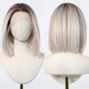 Nouveaux produits Perruques Lace Front HD 13x6 <span class=keywords><strong>Blond</strong></span> Platine Ombré Bob avec Raie Libre, Bonnet en filet respirant et Ligne de Cheveux Naturelle pour Femmes - Product Image 1