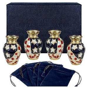 Handcrafted USA Flag Mini <b>Keepsake</b> Urns for Human Ashes - Set of 4 Small American Flag Cremation <b>Memorials</b> - Product Image 2