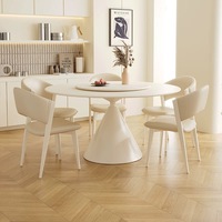 Moderne Luxus Marmor runden Esstisch Stuhl Set 4 6 8-Sitzer Küche Restaurant Wohnzimmer Möbel Creme Metall Designs