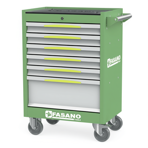 Armoire à outils roulante Fasano Tools à 6 tiroirs, en acier vert, chariot de rangement pour réparation automobile - Product Image 2