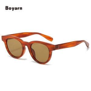 Boyarn fabbrica all'ingrosso delle donne di tendenza di fascia alta <span class=keywords><strong>occhiali</strong></span> <span class=keywords><strong>da</strong></span> <span class=keywords><strong>sole</strong></span> con lenti UV400 nuova moda rotonda parasole per adulti - Product Image 3