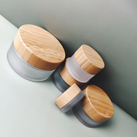 Botol Kaca Parfum Semprot, Kemasan Perawatan Kulit, Krim Kosmetik, Botol Kaca Bening/Buram Ramah Lingkungan dari Bambu 5g 10g 15g 30g 50g 100g Gratis