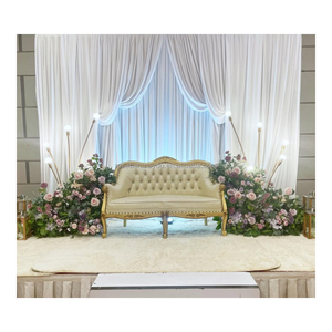 Decoración de Escenario de Iglesia para <span class=keywords><strong>Bodas</strong></span> Personalizada, Hermosas Cortinas de Lentejuelas de Seda de Leche, Telón de Fondo con Cenefa - Product Image 4