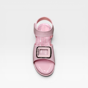 Sandalias Planas Rosas para Niñas con Correa de Hebilla, Zapatos Casuales de Verano para Niñas de 4 a 6 Años, Parte Superior de PVC de Color Sólido, Sandalias Cómodas y a la Moda - Product Image 2