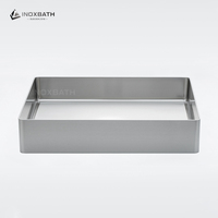 Lavabo Rectangular de Acero Inoxidable 304 para Colocar Sobre Encimera, Acabado Cepillado PVD, Diseño Mediterráneo, Colección Studio