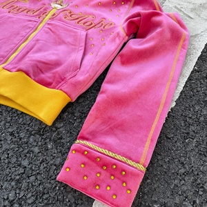 Custom <b>Zip</b> <b>up</b> <b>Crop</b> Women Velvet Hoodie and Sweat Suit Jogger Set Two Piece Embroidery Rhinestone Velvet Tracksuits for Women - Product Image 6