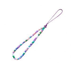 En stock, ¡gran oferta! Cordón corto para teléfono con cuentas de arroz de 19 cm, colores macaron, diseño antiestático de acuarela, venta al por mayor. - Product Image 5