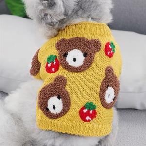 Suéter para mascotas con estampado de animales, diseño de oso amarillo para perros pequeños, gatos, pomeranians, bichones, schnauzers, ropa de otoño e invierno - Product Image 1