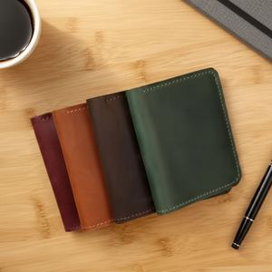 Personalized Engraved Genuine <b>Leather</b> Slim <b>Bifold</b> <b>Wallet</b> for <b>Men</b>-Durable Promotional Gift for Welcome Events - Product Image 1
