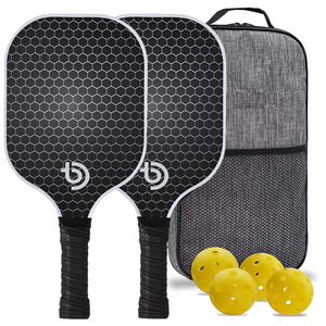 Juego de palas de pickleball con 4 pelotas y bolsa de transporte, diseño sin bordes, mango antideslizante para deportes al aire libre - Product Image 1