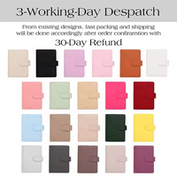 Hongbo Best-Seller Luxe A7 Petit Budget Binder Wallet 21-Color Pebble Leather avec 6-Gold Ring Zippered Fly Leaf Gift