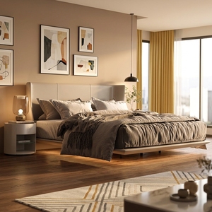 Moderno <span class=keywords><strong>letto</strong></span> in pietra di lusso di alta qualità <span class=keywords><strong>camera</strong></span> <span class=keywords><strong>da</strong></span> <span class=keywords><strong>letto</strong></span> matrimoniale minimalista galleggiante doppio imbottito sospeso Hotel casa <span class=keywords><strong>mobili</strong></span> - Product Image 2
