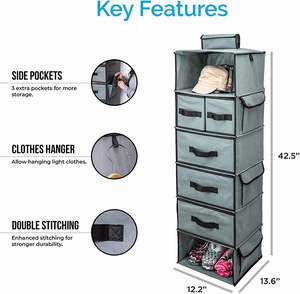Organisateur de placard pliable en tissu et étagères de rangement suspendues pour vêtements et accessoires - Product Image 3