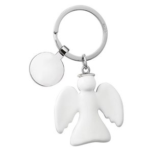Porte-clés en métal blanc avec logo personnalisé, design unique pour la personnalisation - Product Image 2