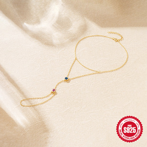 Precio de fábrica Pulsera de <span class=keywords><strong>Plata</strong></span> de Ley 925 Trébol de cuatro hojas Borla Anillo de dedo Pulsera CZ Pulseras de esclavo chapadas en oro <span class=keywords><strong>para</strong></span> regalo - Product Image 4