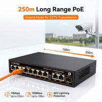 AI Watchdog Smart 11 Port Gigabit 2 untuk Uplink 1 Slot SFP 120W 250m Perluasan VLAN 4KV Surge PoE Switch Cat5/5e/6 22Gbps Kamera IP