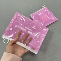 Bolsas de Plástico PVC Personalizadas, Color Rosa por Delante y Transparente por Detrás, para Empacar Joyería y Cosméticos, Bolsa Pequeña con Cierre y Logotipo