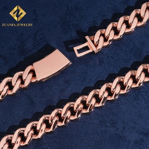 Custom 15mm <b>Iced</b> <b>Out</b> Micro Pave Moissanite Cuban Link <b>Chain</b> Rose Gold Plated 925 Sterling Silver Hip Hop Jewelry For Men - Product Image 3