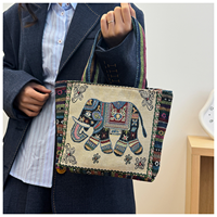 Tas telepon rami kanvas Linen ramah lingkungan wanita tas Tote antik Retro etnik bordir kapasitas besar s tas tangan hadiah