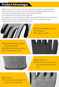 Guantes de Trabajo Resistentes a Cortes de Nivel 5, ANSI A3, Recubiertos de <span class=keywords><strong>PU</strong></span>, con Ajuste Superior, Flexibles, Antideslizantes, Sensación de Seguridad, Guantes de Seguridad Superior - Product Image 3