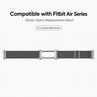 Correa Elástica de Nailon para Fitbit Air con Funda Protectora Metálica Personalizada, Correa de Repuesto Transpirable Tejida para Deportes y Uso Diario