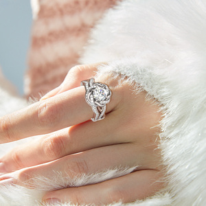 Tendances 2026 : Bagues de fiançailles en argent sterling 925 et platine avec <span class=keywords><strong>diamant</strong></span> Moissanite <span class=keywords><strong>3</strong></span> carats, design pétale – Fournisseur - Product Image 6