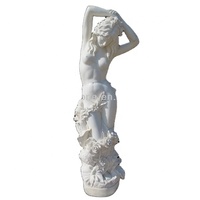 Statue de fille nue en marbre blanc pur, taille réelle, décoration de jardin faite à la main