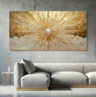 Peinture abstraite moderne encadrée en feuille d'or, faite à la main, en acrylique et porcelaine, pour la décoration murale de la maison