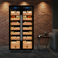 Humidor de Luxe Grand Format pour Cigares, Armoire Réfrigérée Moderne à Compresseur, Humidificateur Double Zone Contrôlé par Application, Capacité 800L, Usage Domestique