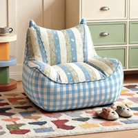 Nouveau fauteuil paresseux esthétique pour enfants, canapé inclinable individuel à carreaux et rayures, canapé respirant pour enfants pour salon et chambre