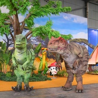 Costume de dinosaure Velociraptor réaliste 4M avec caméra intégrée, écran, ventilateur et jambes cachées pour centres commerciaux, parcs d'aventure et salles de jeux intérieures