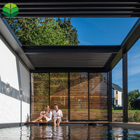 Pergola de toit à persiennes de luxe en aluminium Ouverture motorisée Toit à persiennes en aluminium Extérieur de bonne qualité MDF imperméable