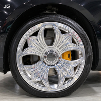 Velg Roda Mobil Mewah Custom Forged Flower Wheel Rim JG 16-26 inci PCD5X100/120/130mm Silver Chrome, Cocok untuk Rolls Royce, Cadillac, Porsche