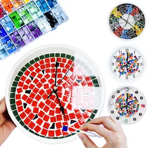 Mosaic Watermelon Red Wall Clock DIY Silent Clock Kits for Bedroom Decor Arts and Crafts Supplies for Kid