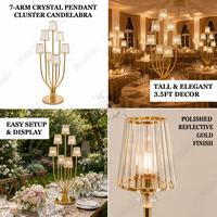 ANNIELU Élégant Chandelier en Métal Doré à 7 Branches avec Cristaux, Centre de Table pour Mariage, Événements et Réceptions