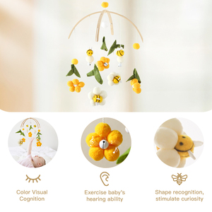 <span class=keywords><strong>Mobile</strong></span> musical <span class=keywords><strong>pour</strong></span> berceau en feutre, vente en gros, avec jouets suspendus mignons, motif abeille et fleur, style bohème, décoration de chambre d'enfant, jouet apaisant - Product Image 3