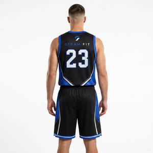 Storm Fit Men's Basketball Uniform Set Sublimated Print Sleeveless V-Neck Moisture Wicking Athletic Team <b>Name</b> Number 23 - Product Image 2