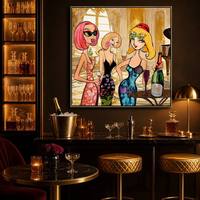 Impression sur toile colorée 80x80cm, peinture à l'huile de dessin animé, art pop avec cadre, peinte à la main pour la décoration de la maison, fournie par l'usine