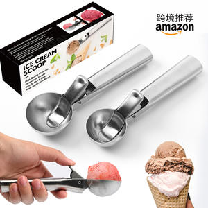 Cuchara para helado de acero inoxidable con mecanismo de fácil liberación para uso doméstico, juego de 2 piezas - Product Image 2
