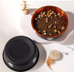 Bol en acier inoxydable pour animaux de compagnie antidérapant en fer forgé support Double bols mangeoire détachable bol pour chat ensemble de nourriture pour chien - Product Image 4