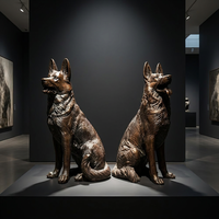 Statue de chien de garde en bronze de qualité muséale - Sculpture de lion fidèle en bronze personnalisable