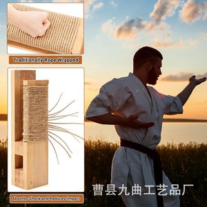 Tabla de entrenamiento de boxeo de madera maciza para montar en la pared con cuerda de cáñamo envuelta, equipo duradero de artes marciales para practicar. - Product Image 4