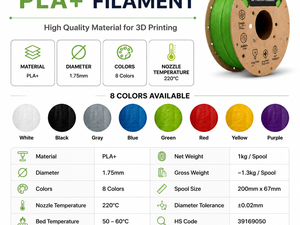 เส้นพลาสติก PLA+ ขนาด 1.75 มม. สำหรับเครื่องพิมพ์ 3 มิติ ขายส่งจากโรงงาน 8 สี ทนทานต่อการแตกหัก ทนความร้อนได้ถึง 220 องศาเซลเซียส สำหรับ Bambu Lab Prusa - Product Image 5