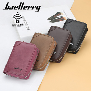 Baellerry Card Holder PU Leather Zippered Multi Slot <b>RFID</b> Blocking Credit Card <b>Wallet</b> For Women Men Everyday Use - Product Image 4
