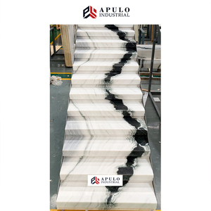 Escalera de mármol blanco con forma de Panda para interiores, baldosas de suelo en espiral de piedra negra, escalón flotante, precio de fábrica - Product Image 4